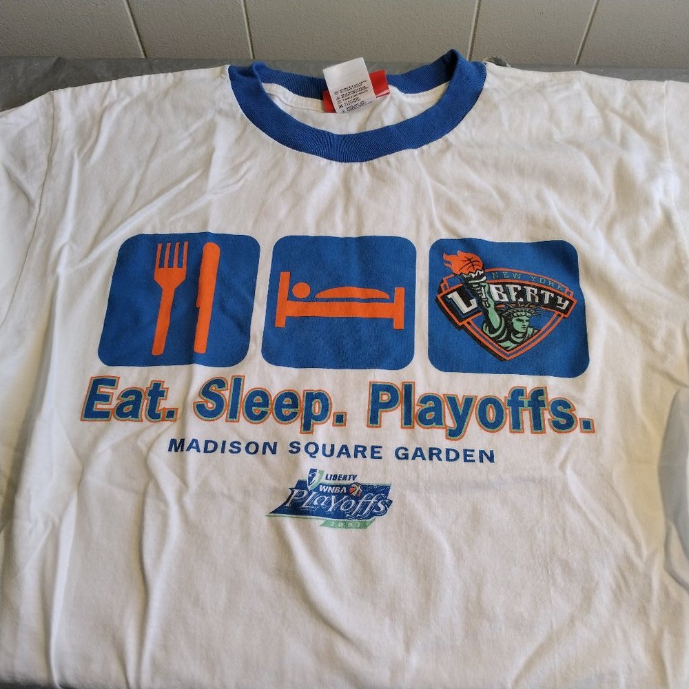 2007 WBNA New York Liberty Play offs T Shirt, Eat Sleep Playoff, Large
